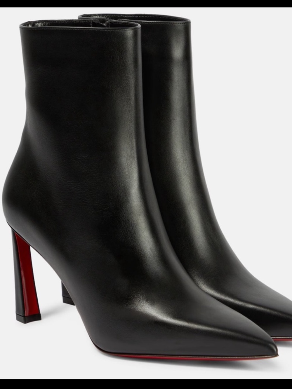 Christian Louboutin Black Leather Ankle Boots with Red Sole